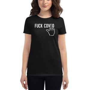Woman wearing COVID T-Shirt