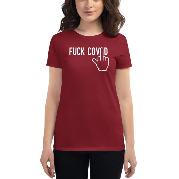 Girl wearing COVID T-Shirt