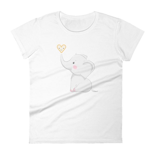 cute baby elephant with heart t-shirt of a woman reading at home
