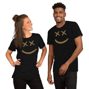Girl and guy wearing Smiley face t-shirt