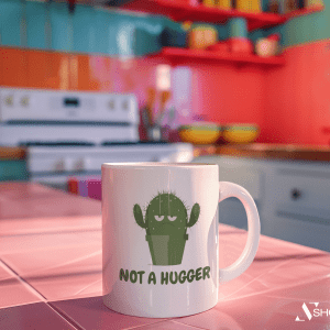 Funny Cactus Mug – Not a Hugger Coffee Cup, Cute Plant Lover Gift, Introvert Mug, Sarcastic Quote, Gift for Her or Him